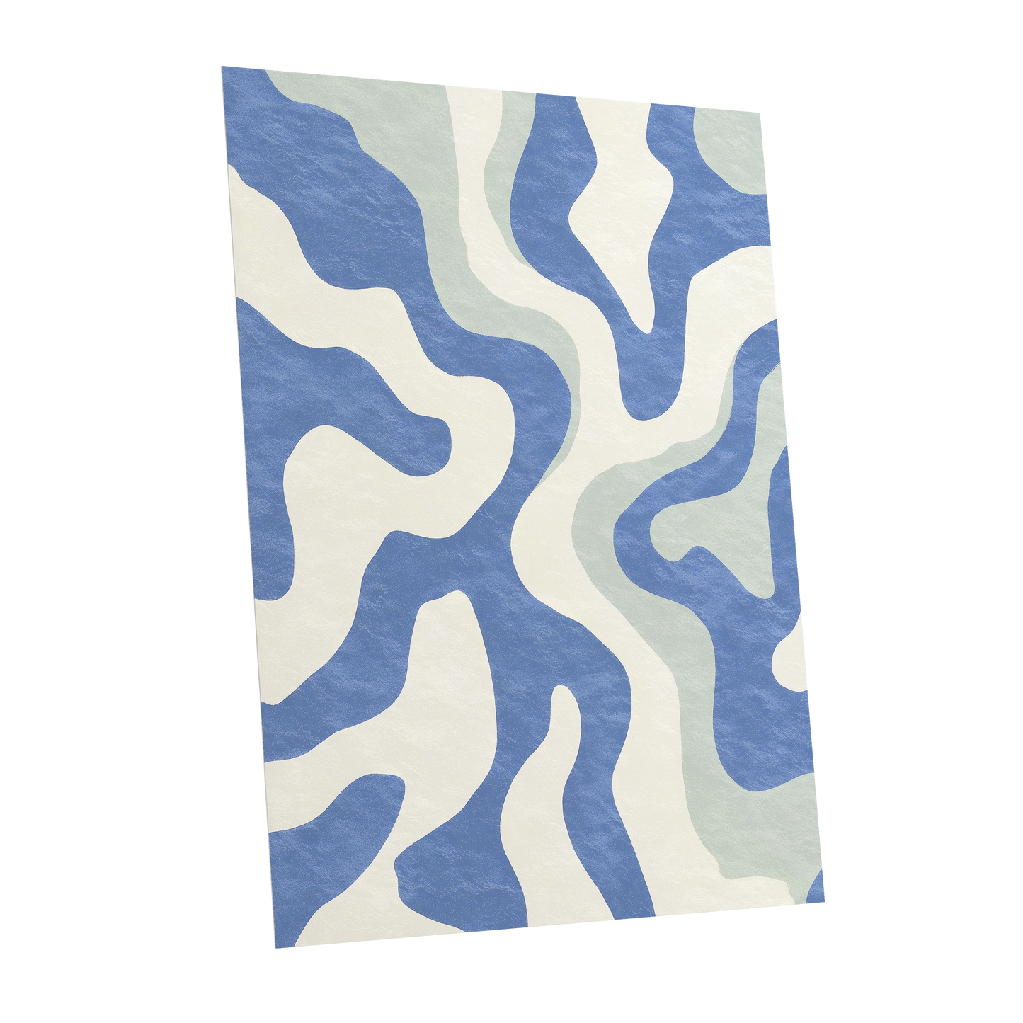 Contour Current, blue, white, green abstract wall art shown as a unframed poster wall art print