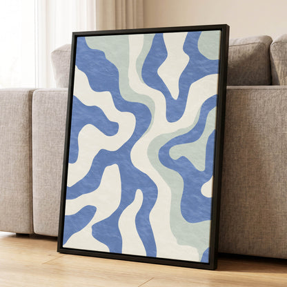 Contour Current, blue, white, green abstract wall art displayed in a styled interior, gallery view 4