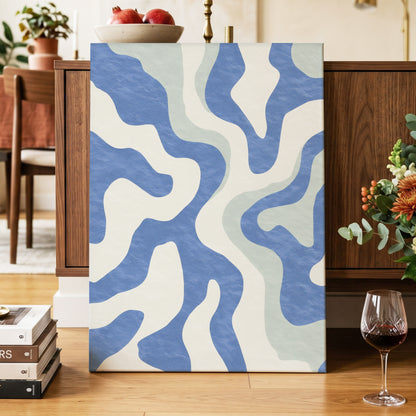 Contour Current, blue, white, green abstract wall art displayed in a styled interior, gallery view 7