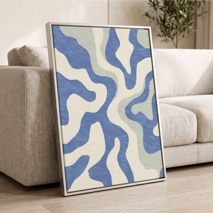 Contour Current, blue, white, green abstract wall art displayed in a styled interior, gallery view 8