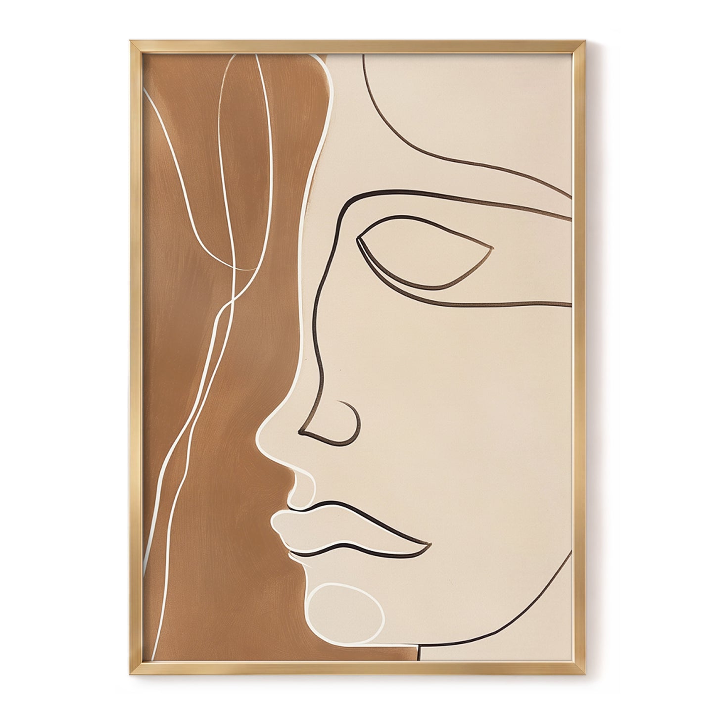 Contour in Quiet, beige, brown, black minimalist wall art, front artwork view