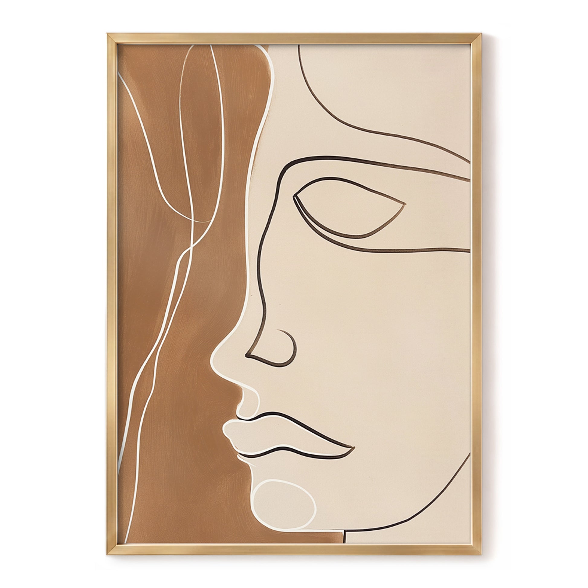 Contour in Quiet, beige, brown, black minimalist wall art, front artwork view