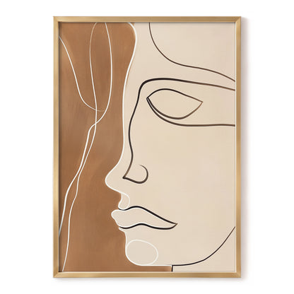 Contour in Quiet, beige, brown, black minimalist wall art, front artwork view