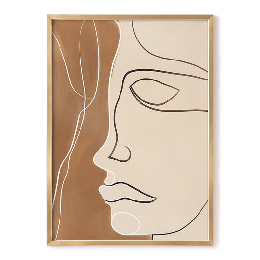 Contour in Quiet, beige, brown, black minimalist wall art, front artwork view