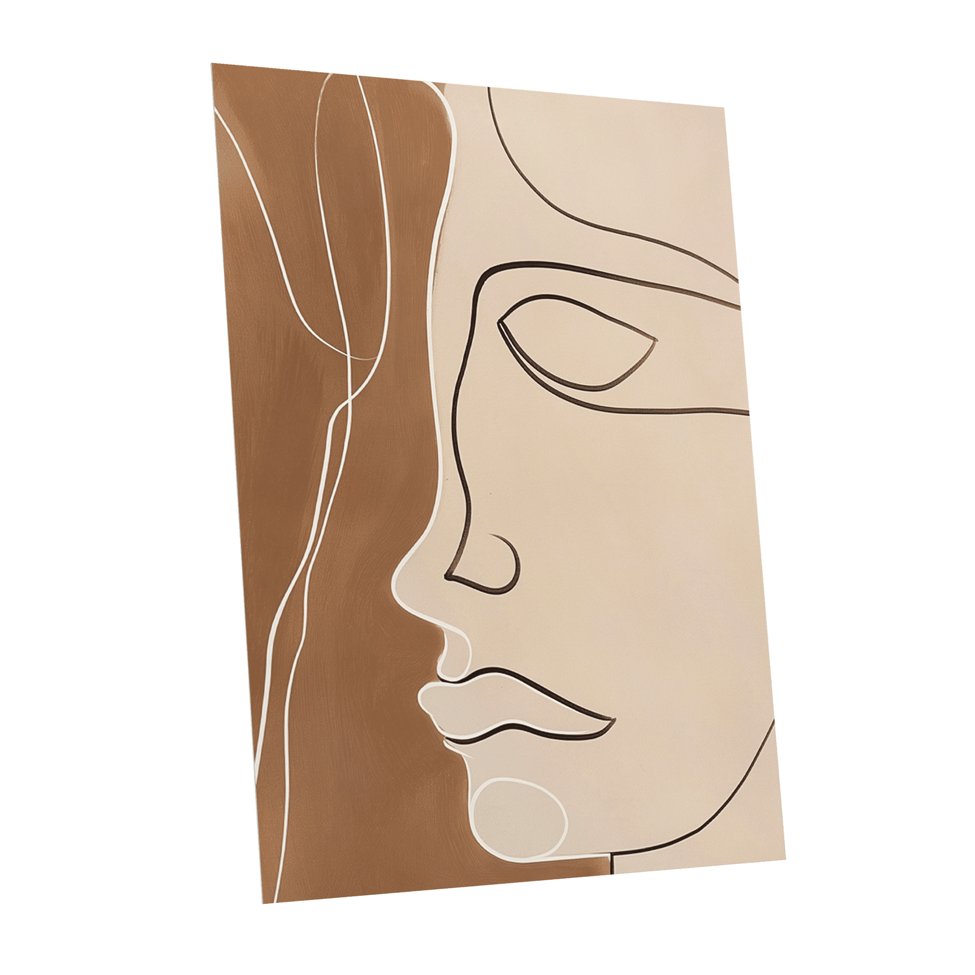 Contour in Quiet, beige, brown, black minimalist wall art shown as a unframed poster wall art print