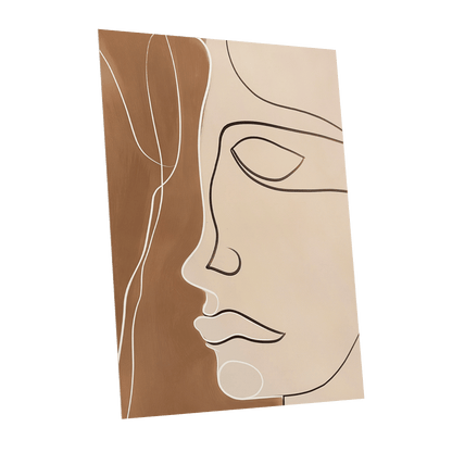 Contour in Quiet, beige, brown, black minimalist wall art shown as a unframed poster wall art print