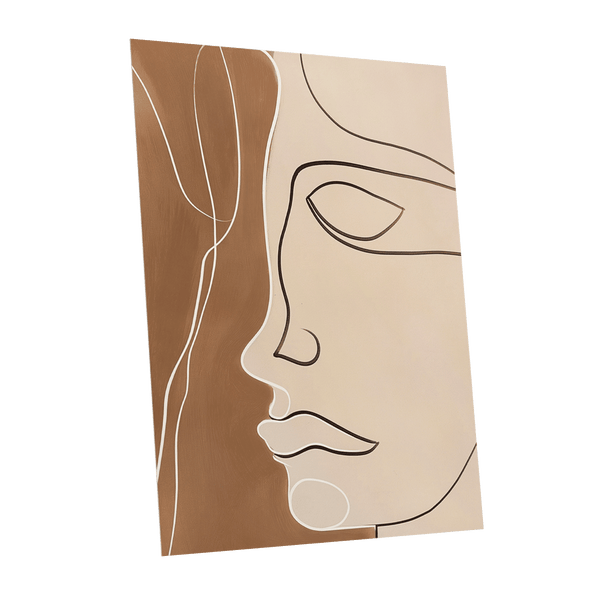 Contour in Quiet, beige, brown, black minimalist wall art shown as a unframed poster wall art print
