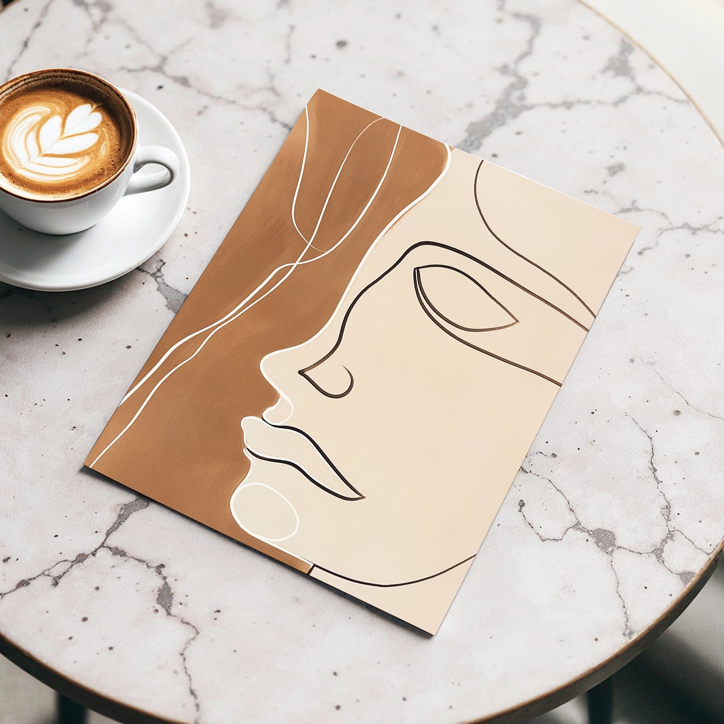 Contour in Quiet, beige, brown, black minimalist wall art displayed in a styled interior, gallery view 3