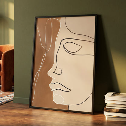 Contour in Quiet, beige, brown, black minimalist wall art displayed in a styled interior, gallery view 4
