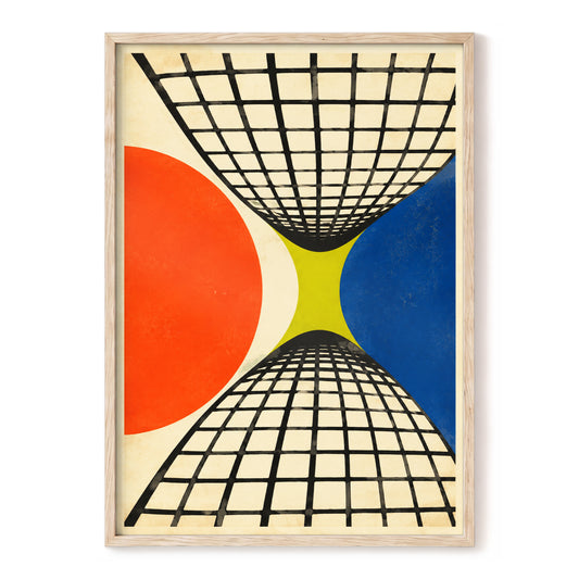 Converging Fields, black, beige, blue abstract wall art, front artwork view