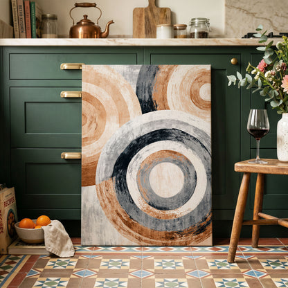Copper Orbit Rings – canvas wall art in a styled interior, gallery view 2