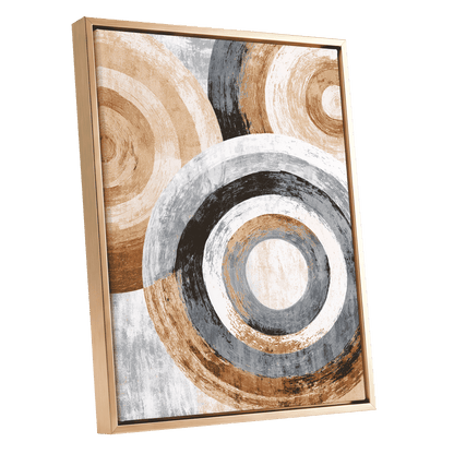 Copper Orbit Rings – gold framed canvas option