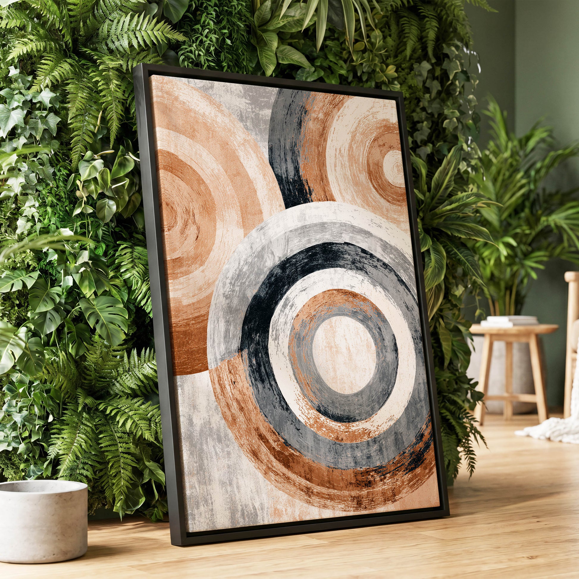 Copper Orbit Rings – wall art displayed in a styled interior, gallery view 1