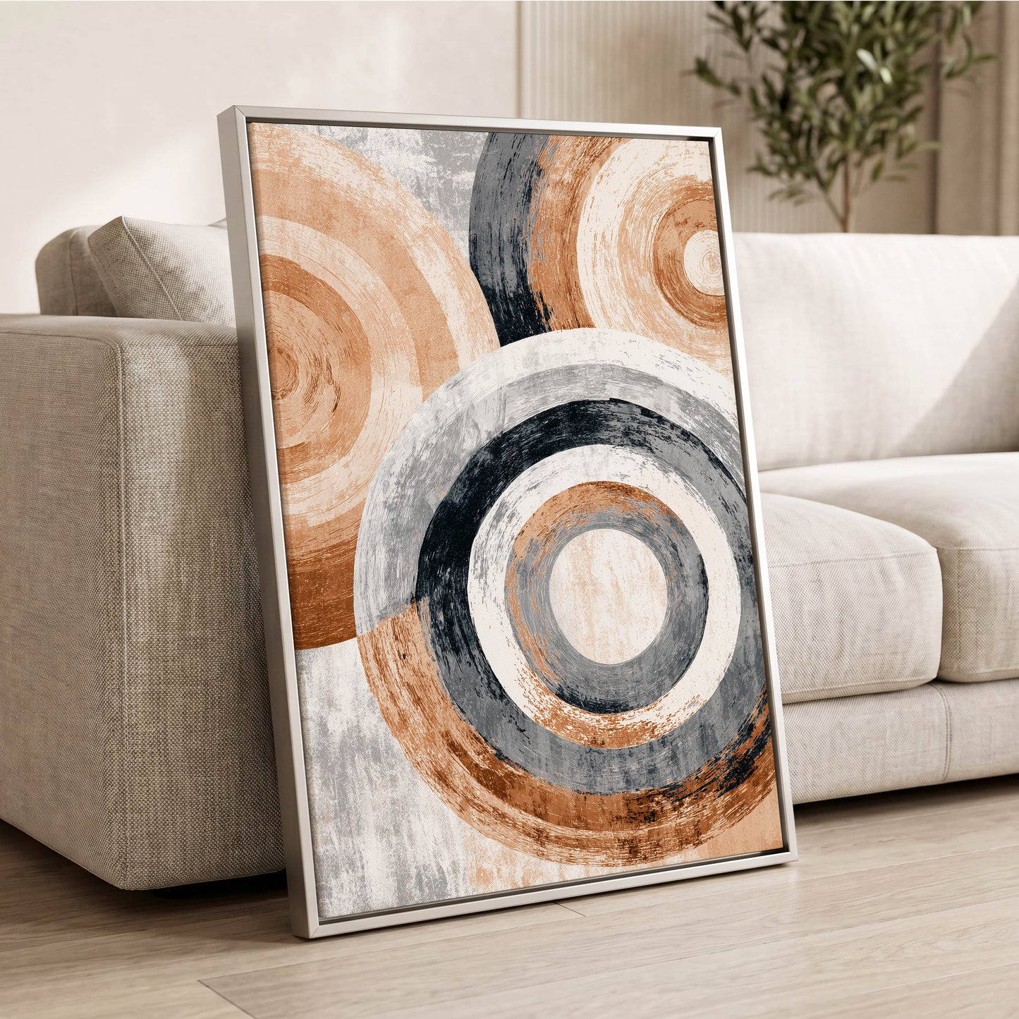 Copper Orbit Rings – wall art displayed in a styled interior, gallery view 2