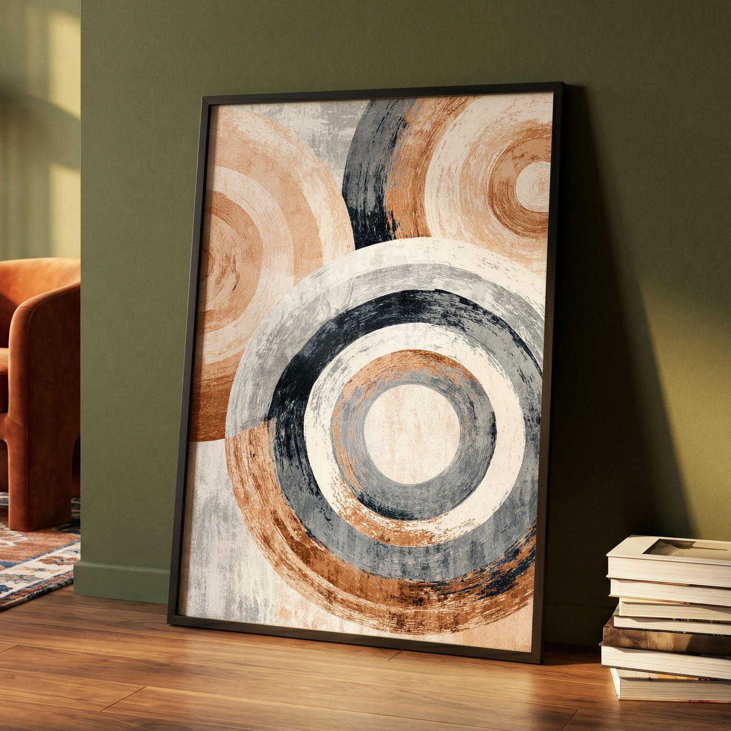 Copper Orbit Rings – wall art displayed in a styled interior, gallery view 4