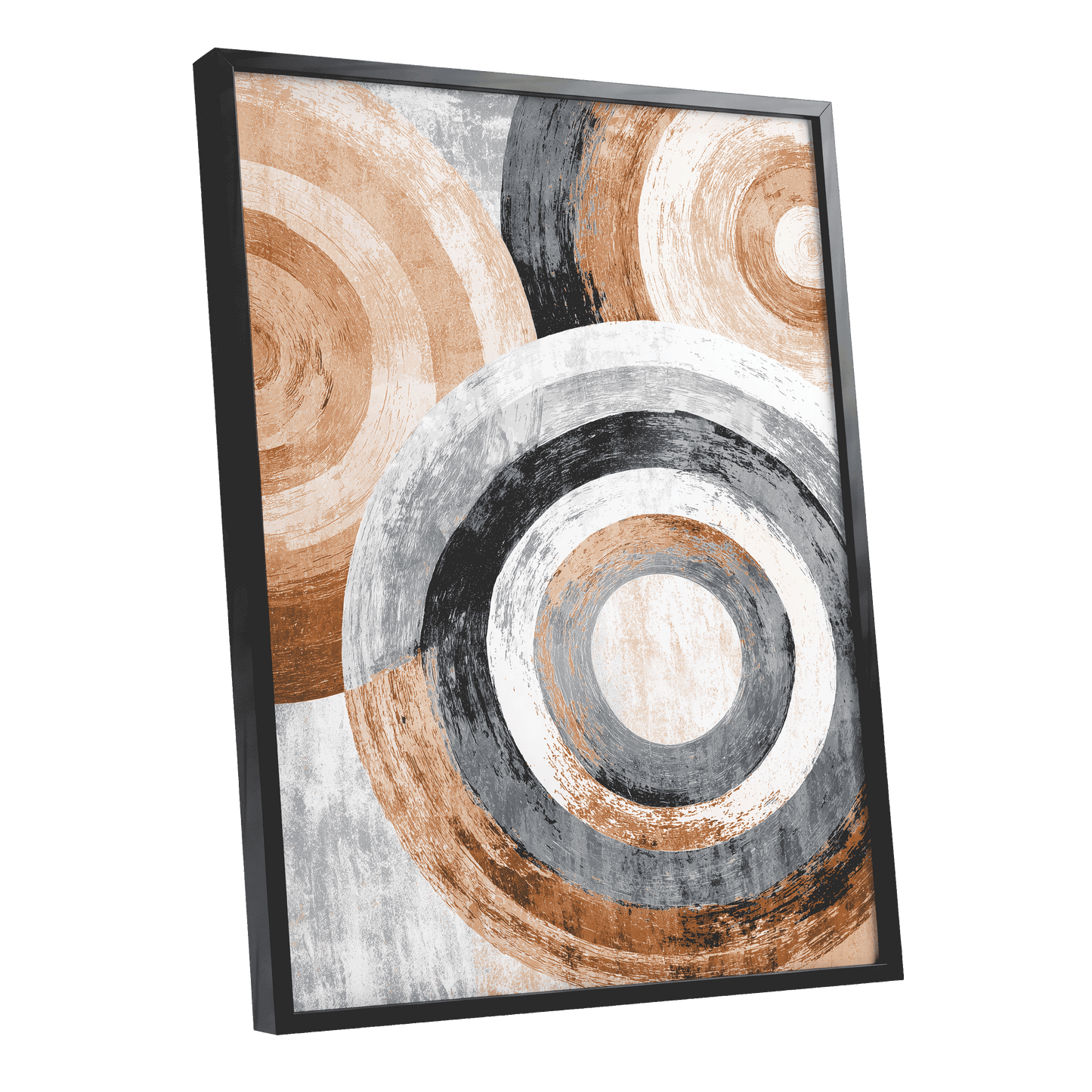 Copper Orbit Rings – black framed poster option