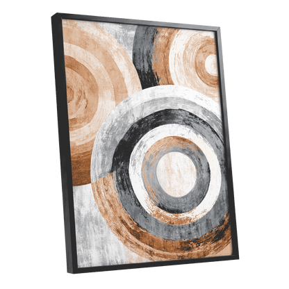 Copper Orbit Rings – black framed poster option