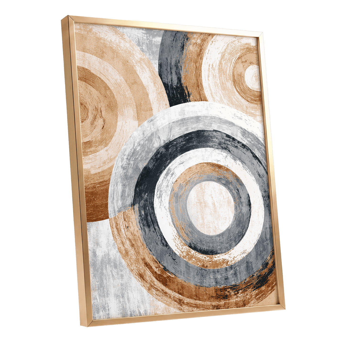 Copper Orbit Rings – gold framed poster option