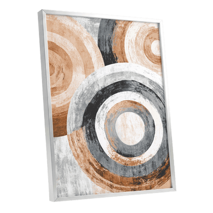 Copper Orbit Rings – silver framed poster option