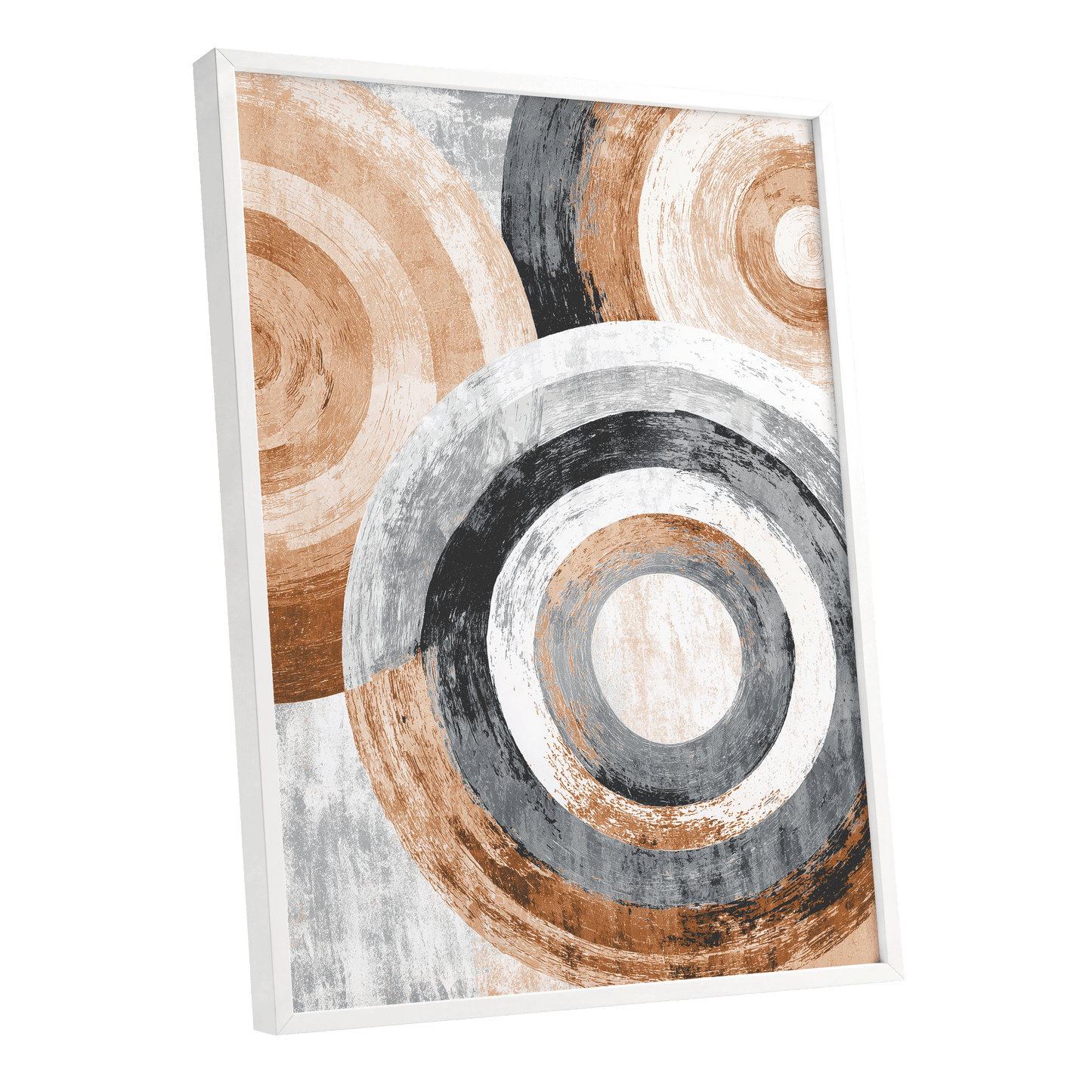 Copper Orbit Rings – white framed poster option