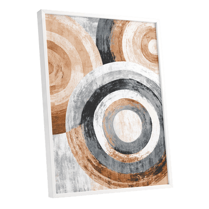 Copper Orbit Rings – white framed poster option