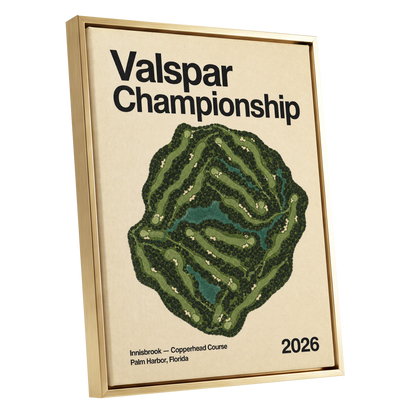 Copperhead Championship, green, beige, black nature wall art shown as a gold framed canvas wall art