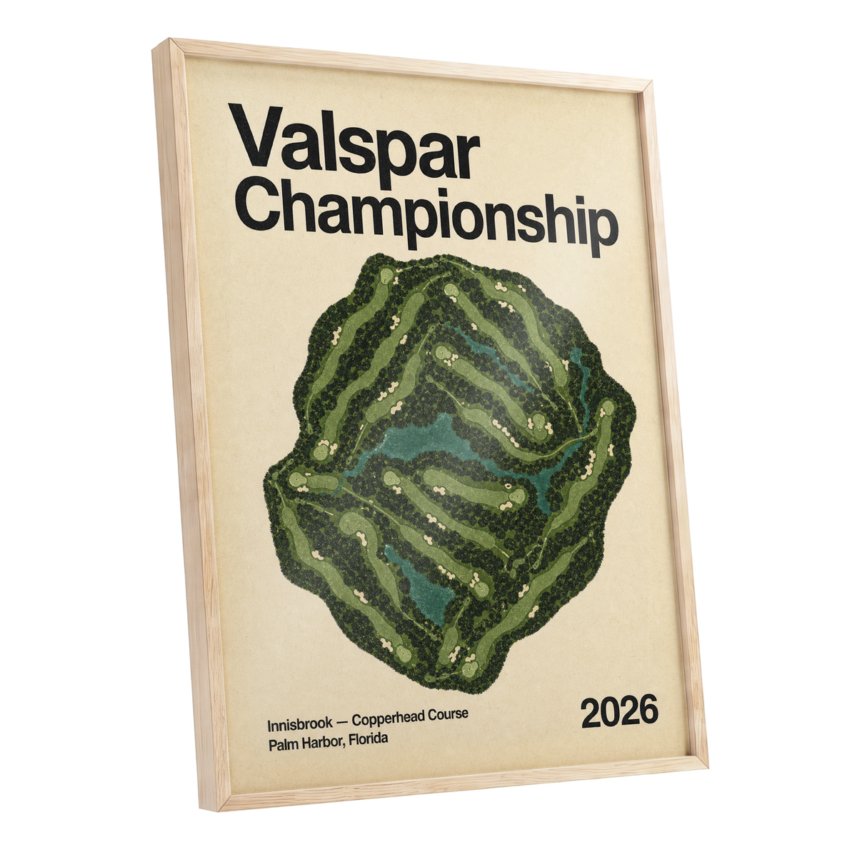 Copperhead Championship, green, beige, black nature wall art shown as a oak framed poster wall art print