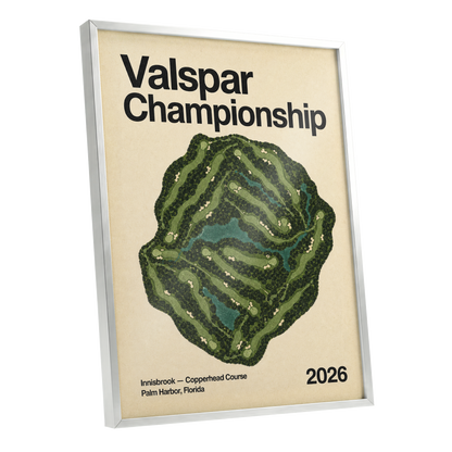 Copperhead Championship, green, beige, black nature wall art shown as a silver framed poster wall art print