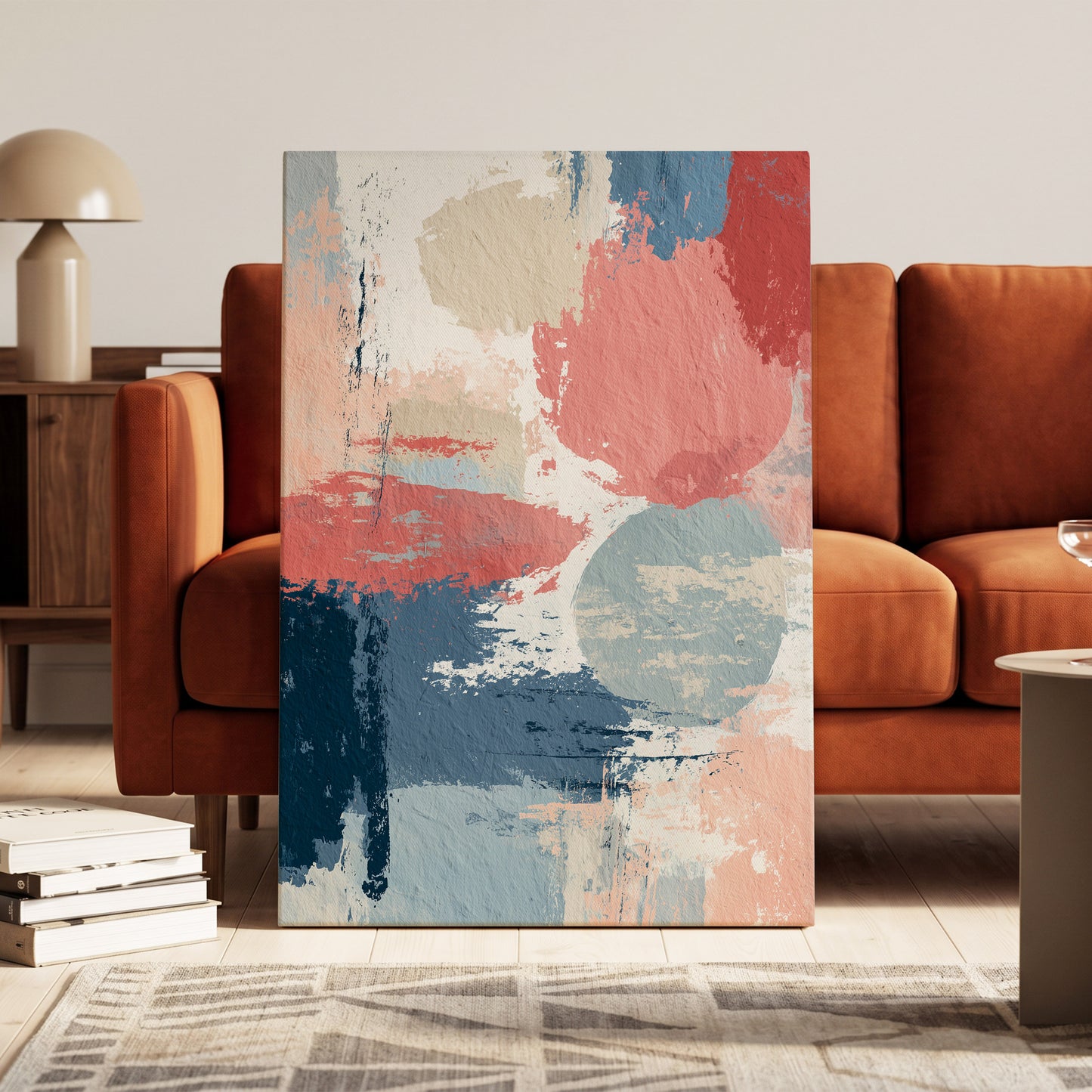 Coral Blue Interlude – canvas wall art in a styled interior, gallery view 1