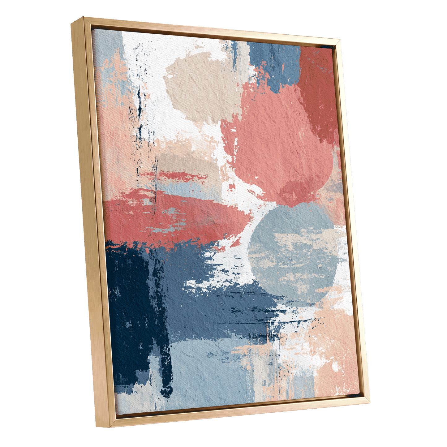 Coral Blue Interlude – gold framed canvas option