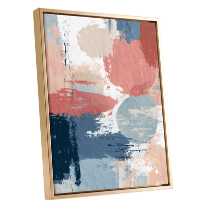 Coral Blue Interlude – gold framed canvas option