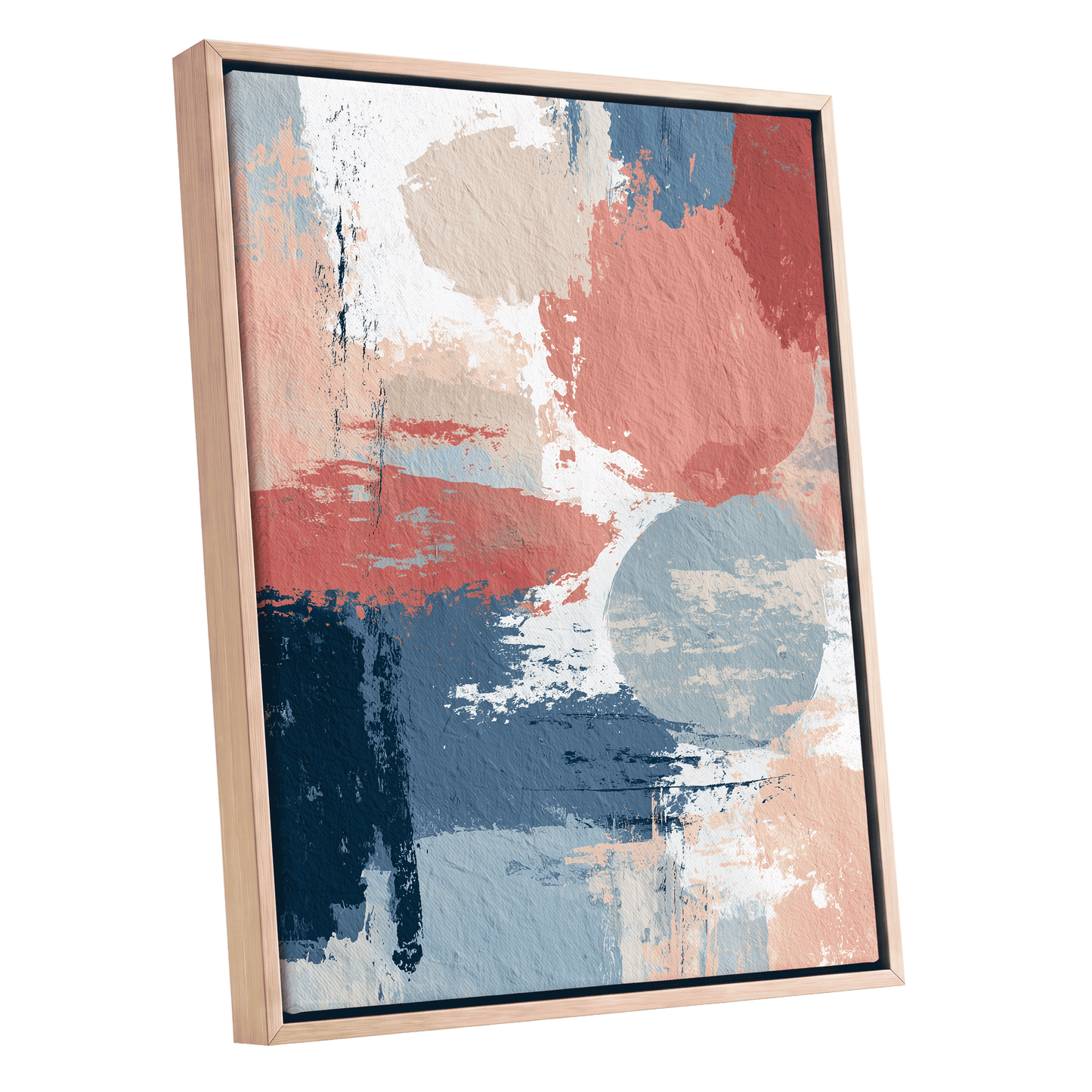 Coral Blue Interlude – oak framed canvas option