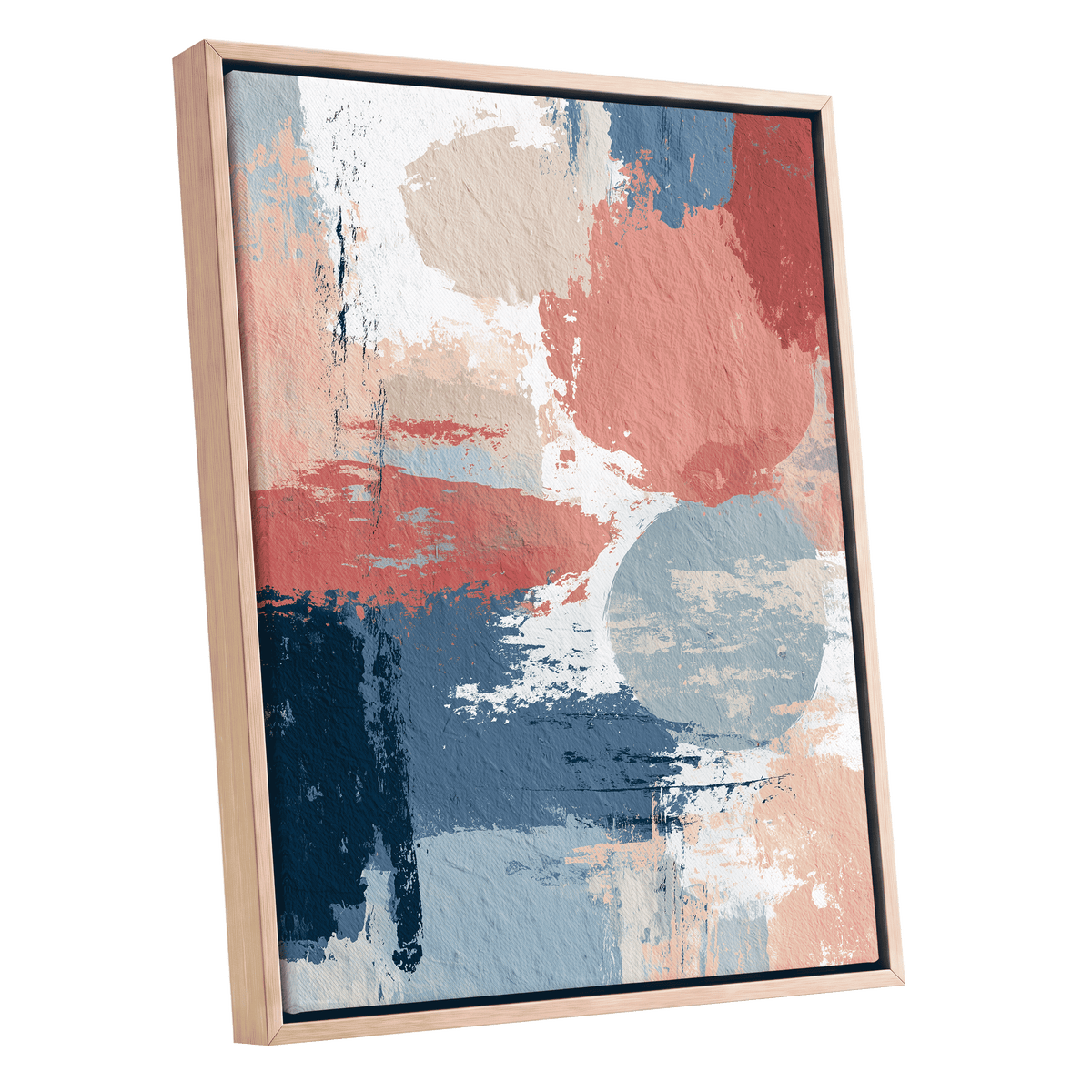 Coral Blue Interlude – oak framed canvas option