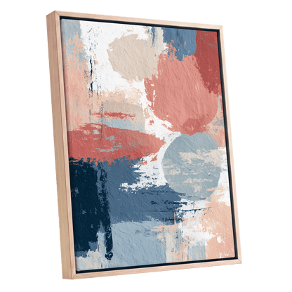 Coral Blue Interlude – oak framed canvas option