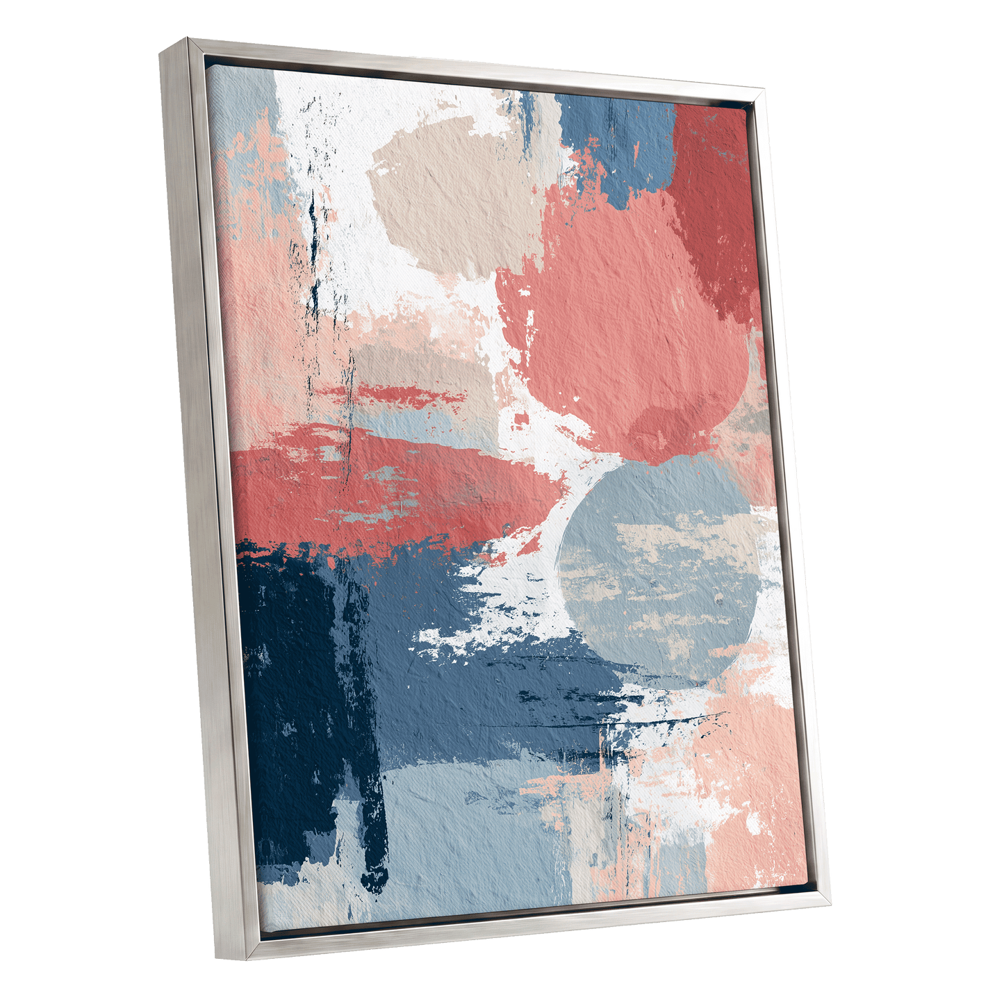 Coral Blue Interlude – silver framed canvas option