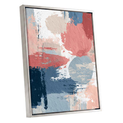 Coral Blue Interlude – silver framed canvas option