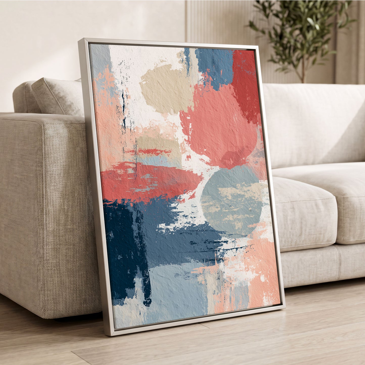 Coral Blue Interlude – wall art displayed in a styled interior, gallery view 2