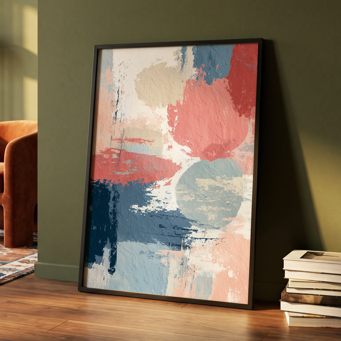 Coral Blue Interlude – wall art displayed in a styled interior, gallery view 4