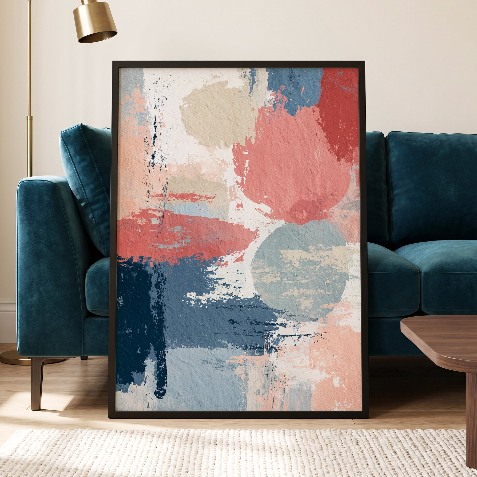 Coral Blue Interlude – wall art displayed in a styled interior, gallery view 5