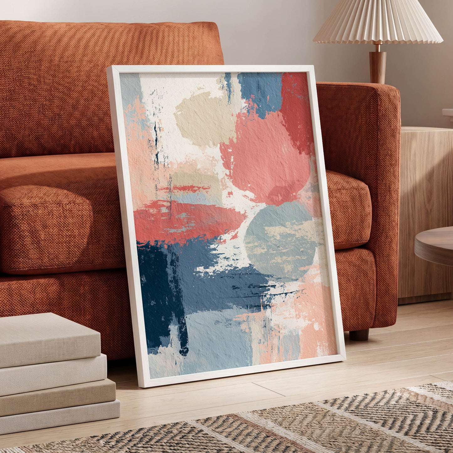 Coral Blue Interlude – wall art displayed in a styled interior, gallery view 6