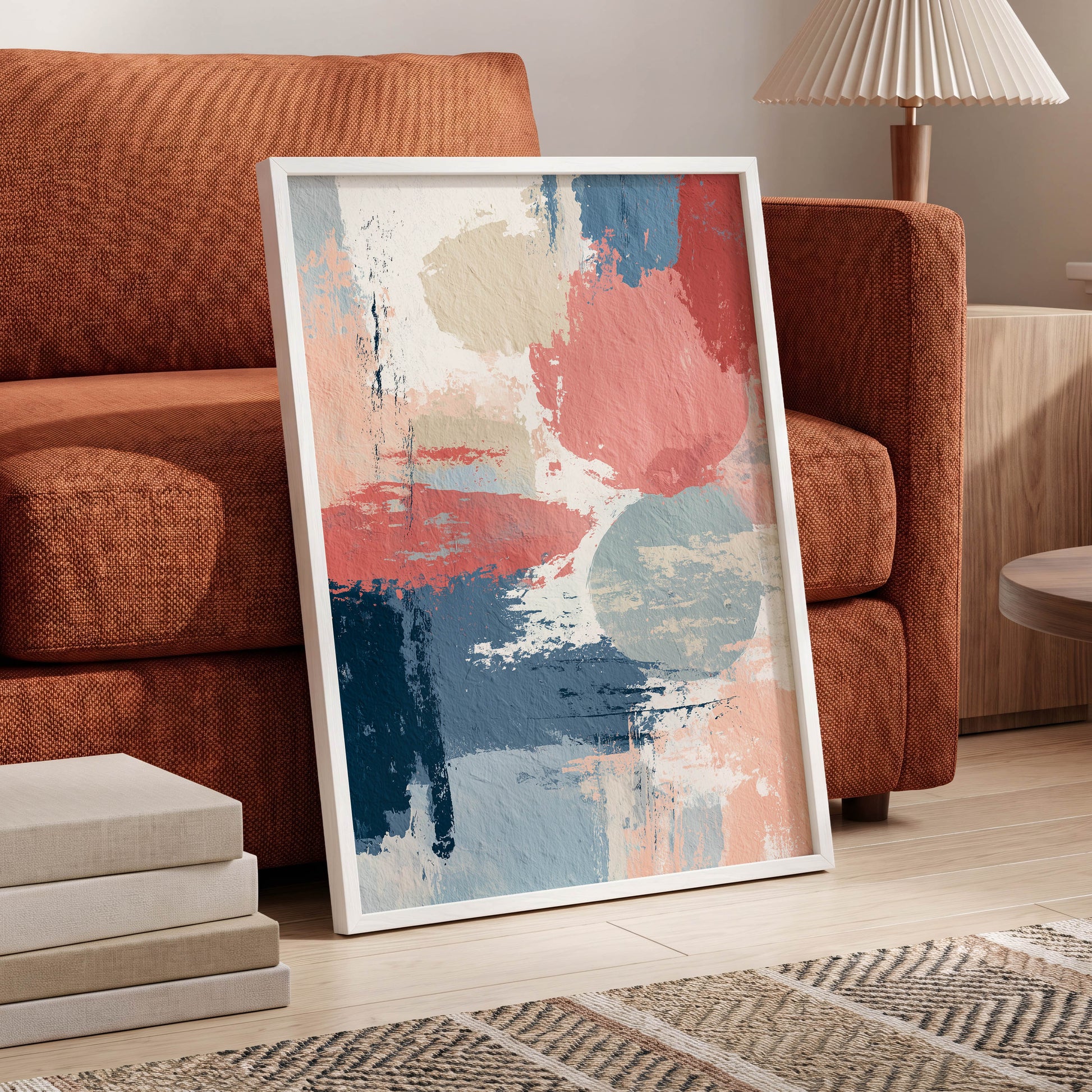 Coral Blue Interlude – wall art displayed in a styled interior, gallery view 6