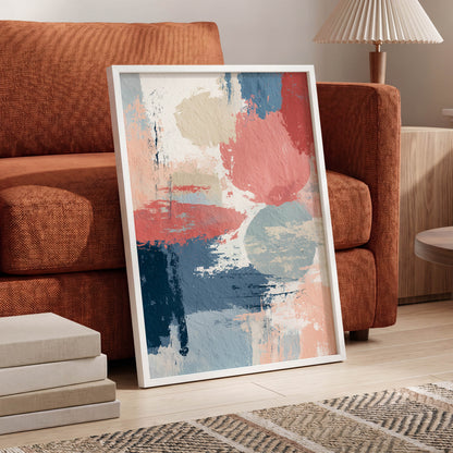 Coral Blue Interlude – wall art displayed in a styled interior, gallery view 6