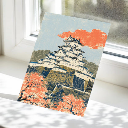 Coral Castle Heights, blue, beige, orange minimalist wall art displayed in a styled interior, gallery view 5