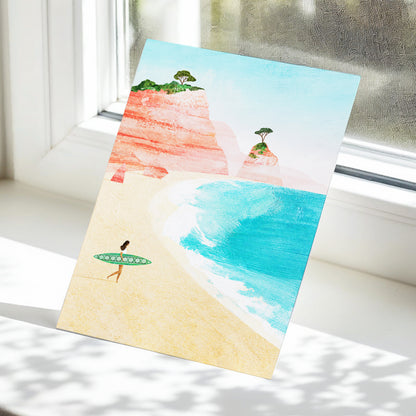 Coral Cove Wanderer, blue, beige, pink nature wall art displayed in a styled interior, gallery view 5