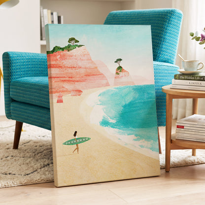 Coral Cove Wanderer, blue, beige, pink nature wall art displayed in a styled interior, gallery view 7