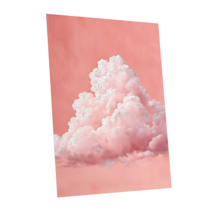 Coral Cumulus, pink, white, gray nature wall art shown as a unframed poster wall art print
