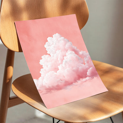 Coral Cumulus, pink, white, gray nature wall art displayed in a styled interior, gallery view 5
