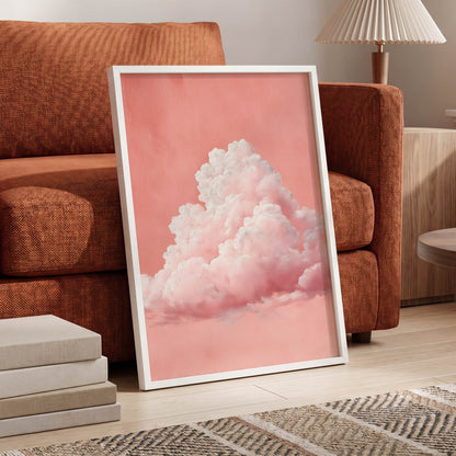 Coral Cumulus, pink, white, gray nature wall art displayed in a styled interior, gallery view 6