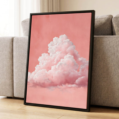 Coral Cumulus, pink, white, gray nature wall art displayed in a styled interior, gallery view 8