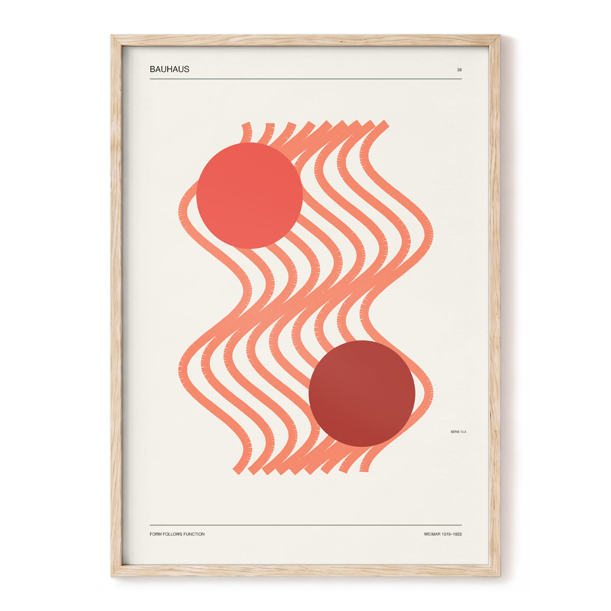 Coral Current No. 38, beige, orange, red abstract wall art, front artwork view